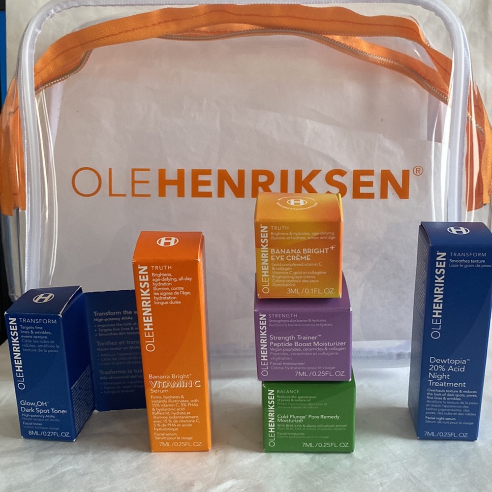OLE HENRIKSEN 7p Skincare Set Spot Toner VitC Serum Moisturizer Night Treatment